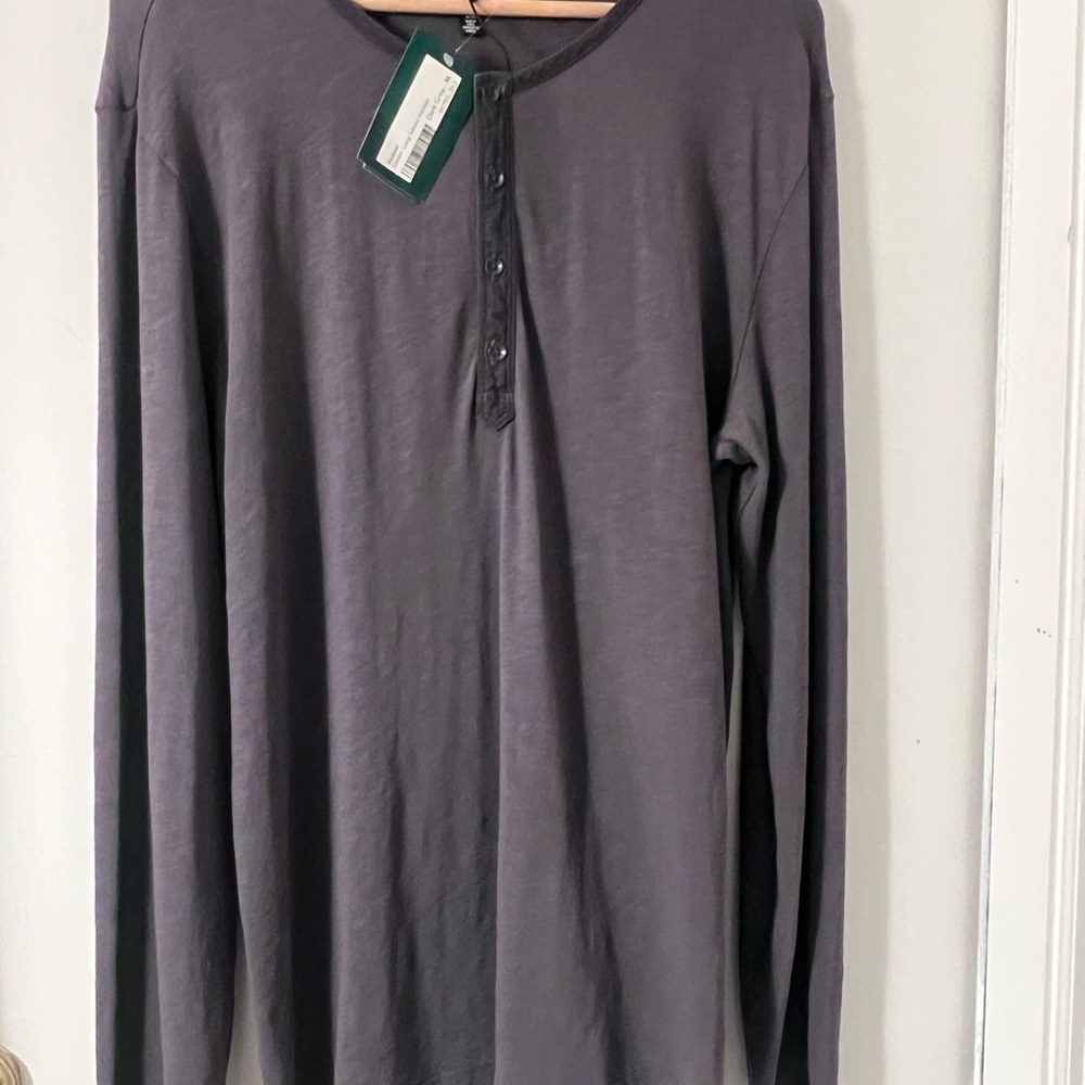 Hudson Jeans Charcoal Long Sleeve Henley
